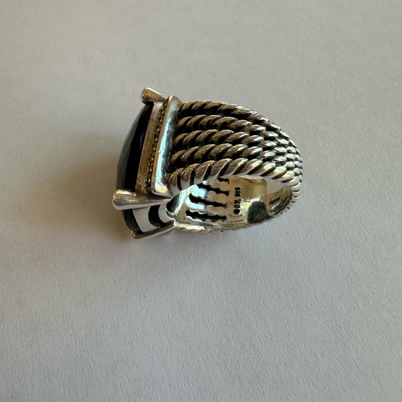 David Yurman Authentic Black Onyx Pave Diamond Wheaton Ring 20x15 Extra Large - Picture 7 of 8